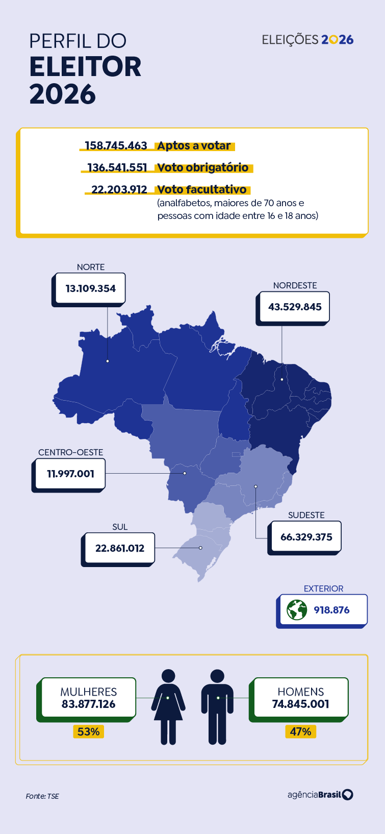 Arte/Agência Brasil Perfil do eleitor 2026