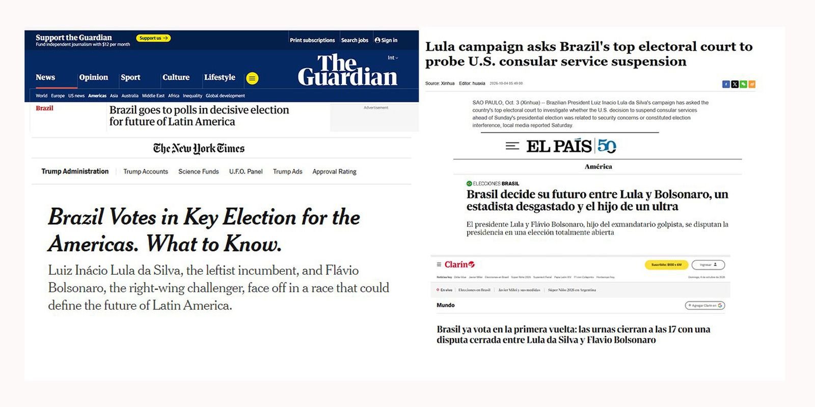 Jornais dizem que voto no Brasil define geopolítica na América Latina